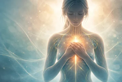 Somatic trauma illustration showing embodied regulation, breath and fascia in body psychotherapy.