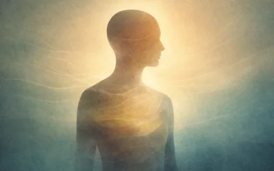 Phenomenological illustration of embodied presence showing layered depth, breath, and relational field in somatic psychotherapy.